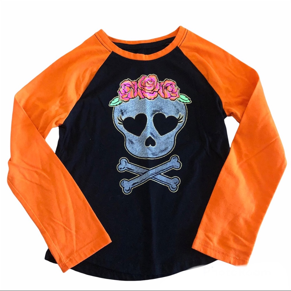 Day of the Dead Skull Shirt Halloween Trick or Treat Size 6 Dia de Los Muertos
